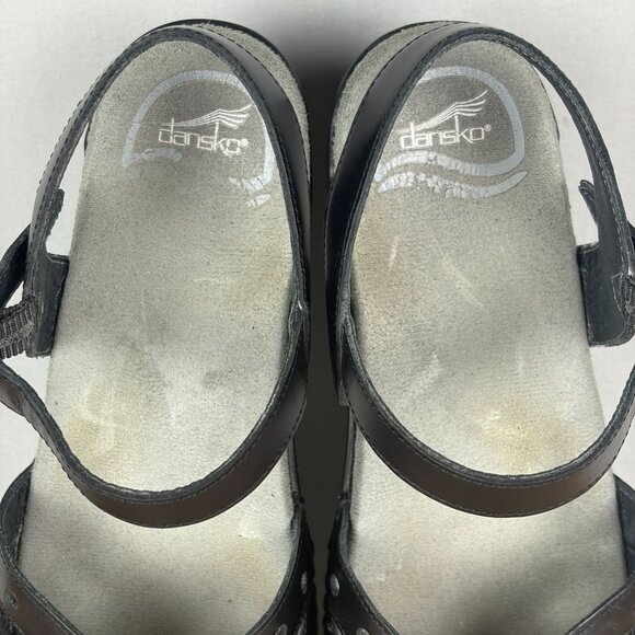 Dansko Sissy Leather Ankle Strap Sandals Womens 6 EU 36 Black Buckle Adjustable - Picture 8 of 10